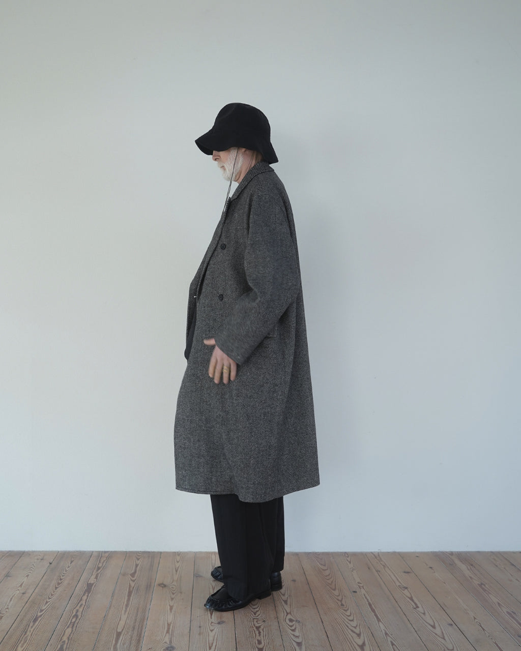 Wool Blend Double-Breasted Long Coat <#gray>