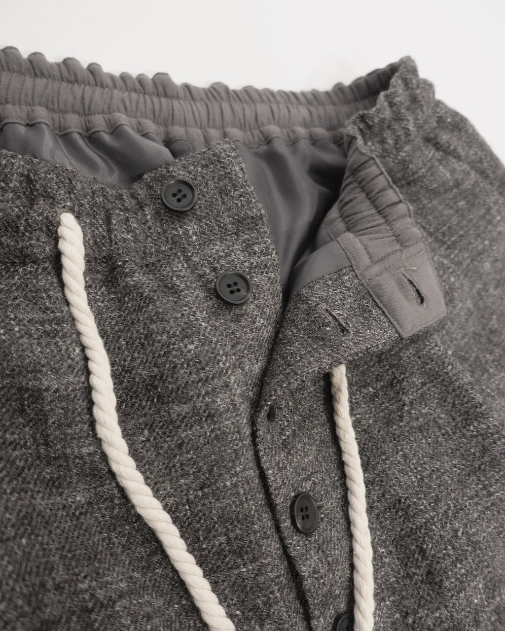 Shetland Wool Linen Rope Belt Easy Sarouel Pants <#charcoal>
