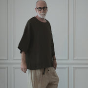 Crew Neck Half Sleeve Over Pullover.