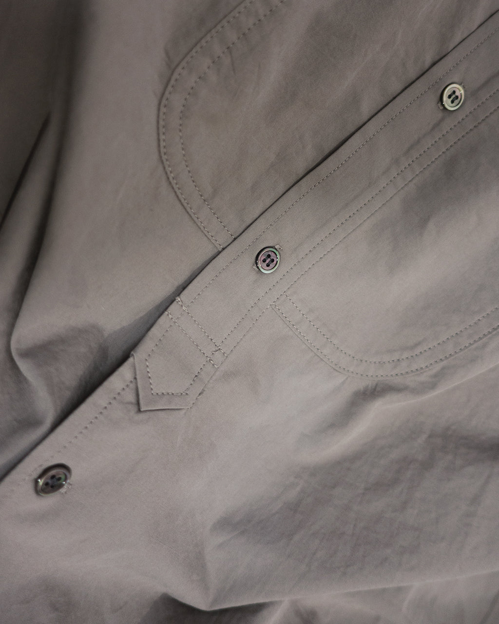 Cotton Typewriter Round Slit Long Officer Shirt <#greige>