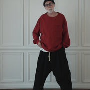 Crew Neck LS Tuck Rib Pullover.