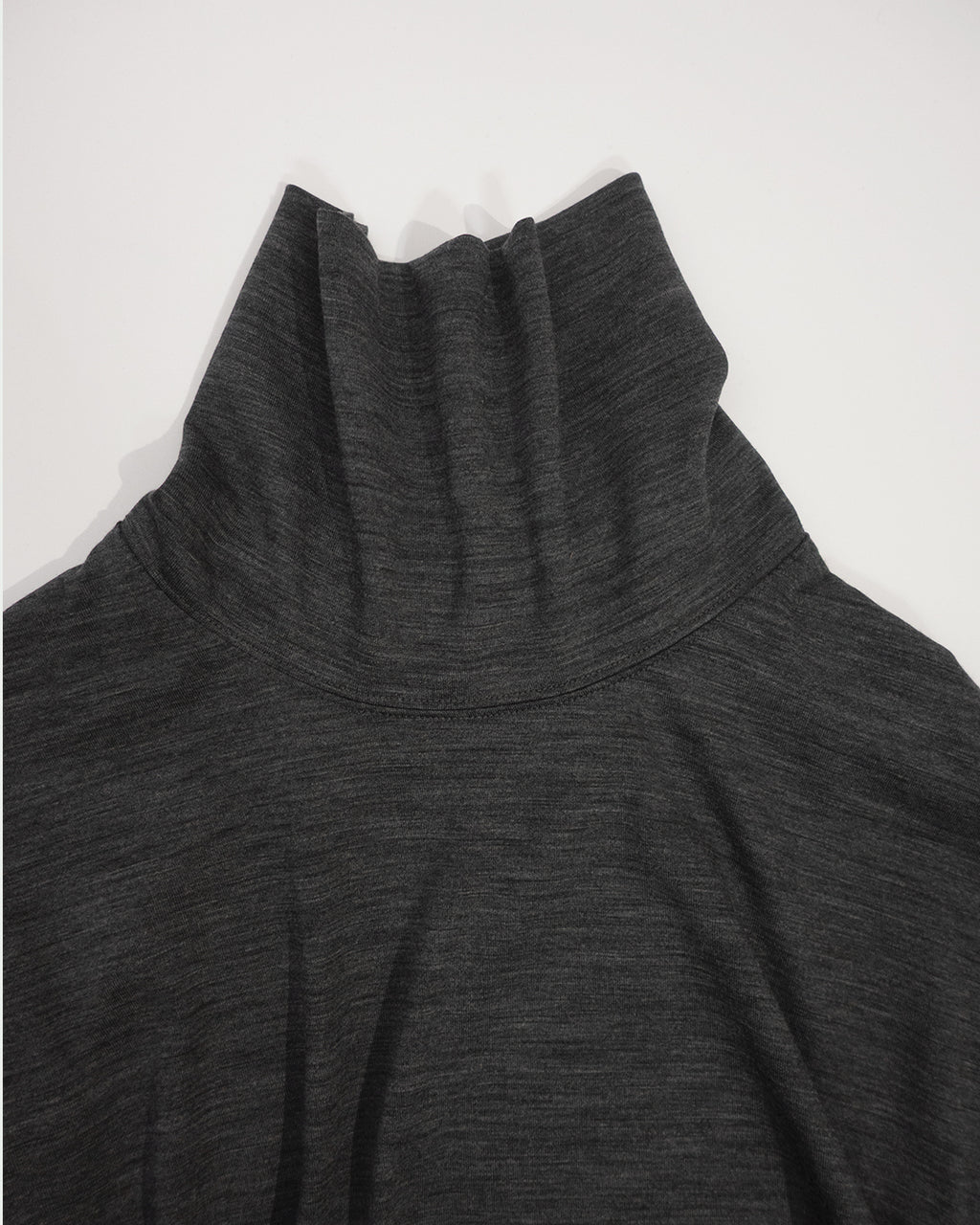 Super100s WOOL Plating Turtleneck L/S Logo TEE <#heather gray>