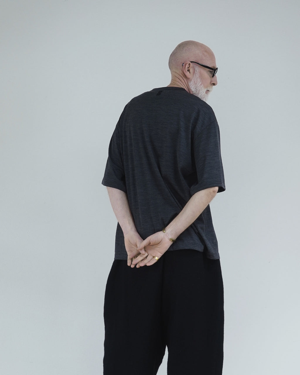Super100s WOOL Plating Jersey S/S Logo TEE <#heather gray>