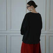 Crew Neck LS Tuck Rib Pullover.