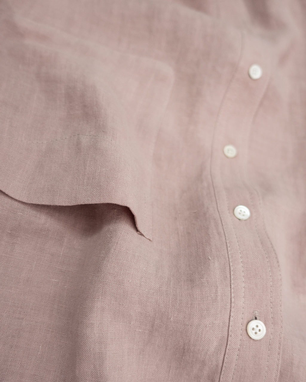 Wash Linen Band Collar Henley Neck Like Half Sleeve Atelier Shirt <#smoke pink>