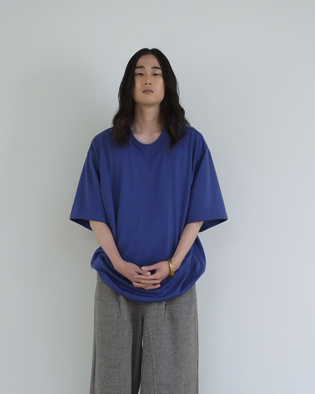 Super100s WOOL Plating Jersey S/S Logo TEE <#royal blue>