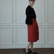 High Waist 2 Tuck Wide Half Trousers.