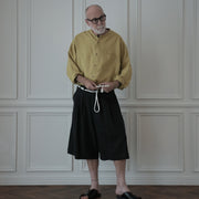 High Waist 2 Tuck Wide Half Trousers.