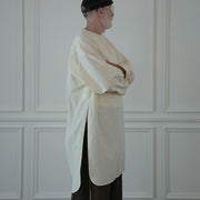 Key Neck Side Slit Long Length Pullover Shirt.
