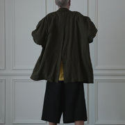 Back-Open Peak Lapel Double-Breasted Over Jacket.
