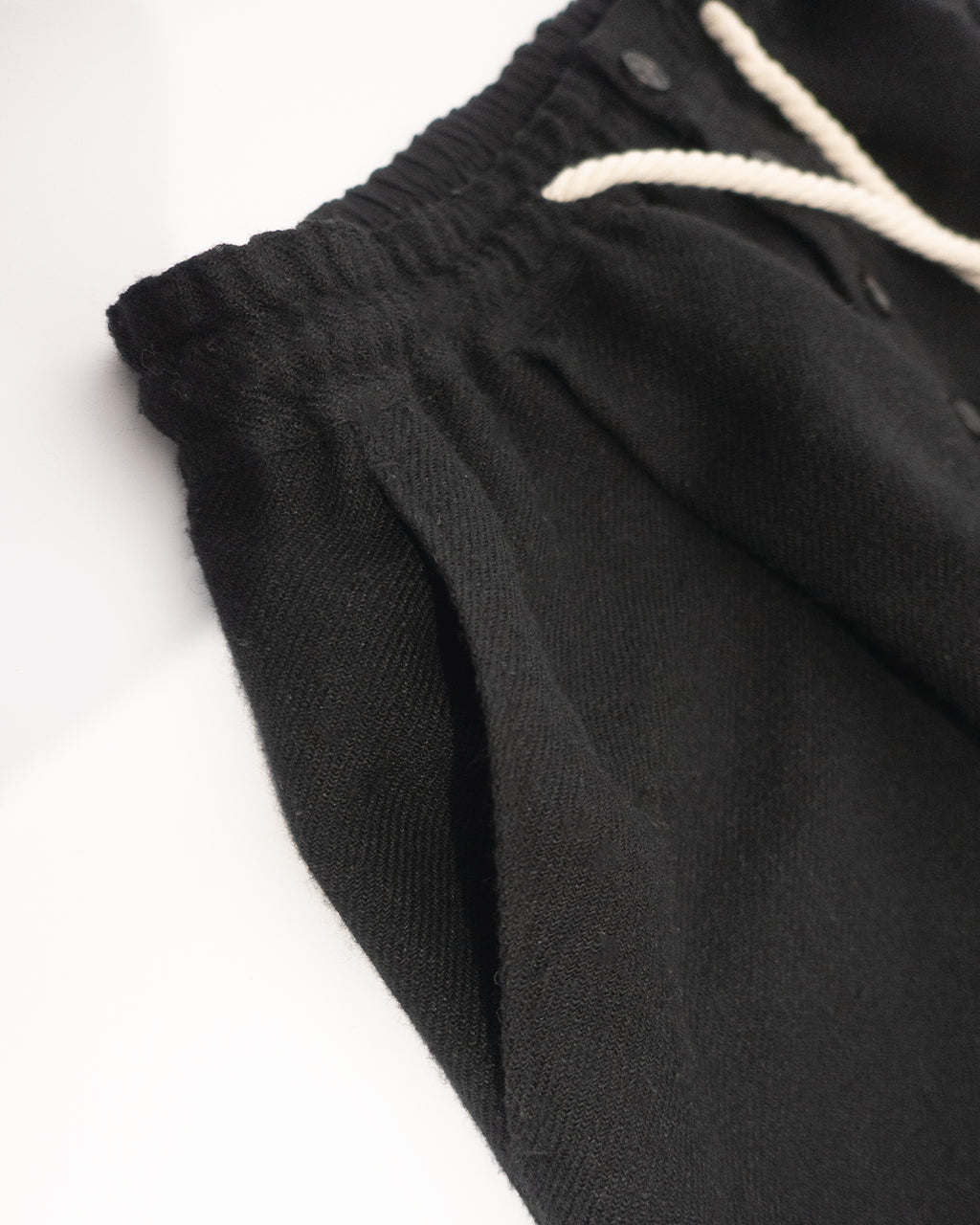 Shetland Wool Linen Rope Belt Easy Sarouel Pants <#black>