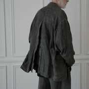 Back-Open Peak Lapel Double-Breasted Over Jacket.
