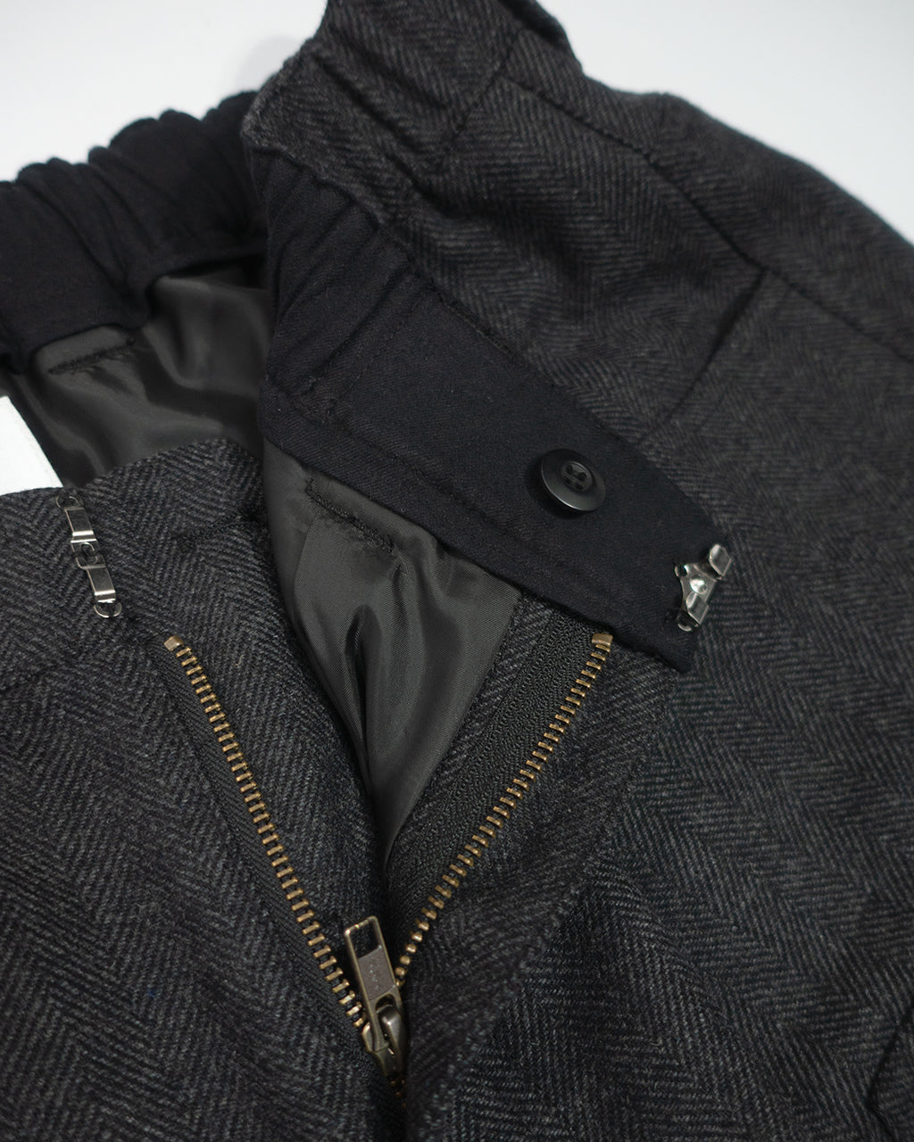 Wool Blend Tweed Double-Knee Painter's Work Pants <#black>