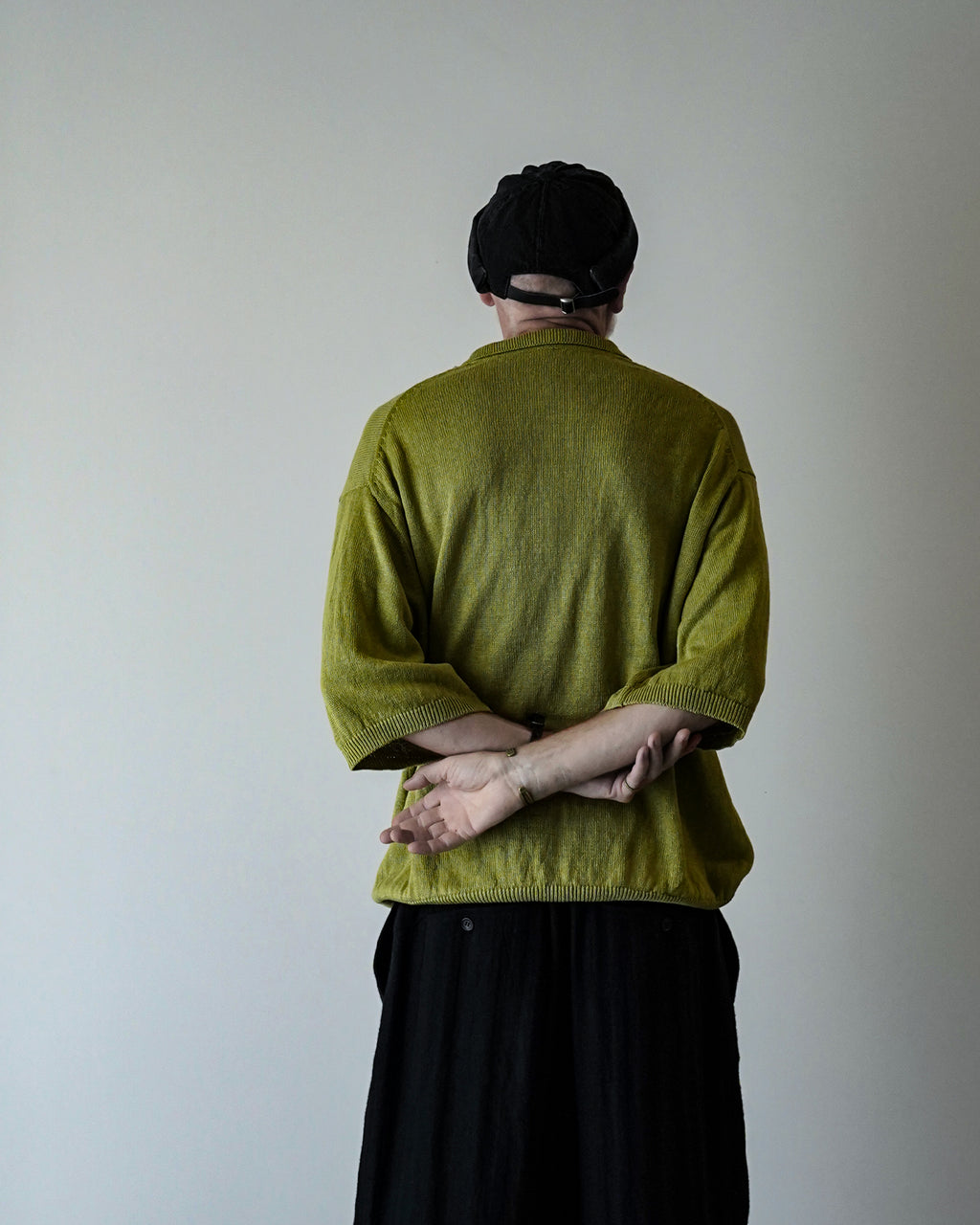 Linen Mid-Gauge Half Sleeve Knit Polo <#yellow>