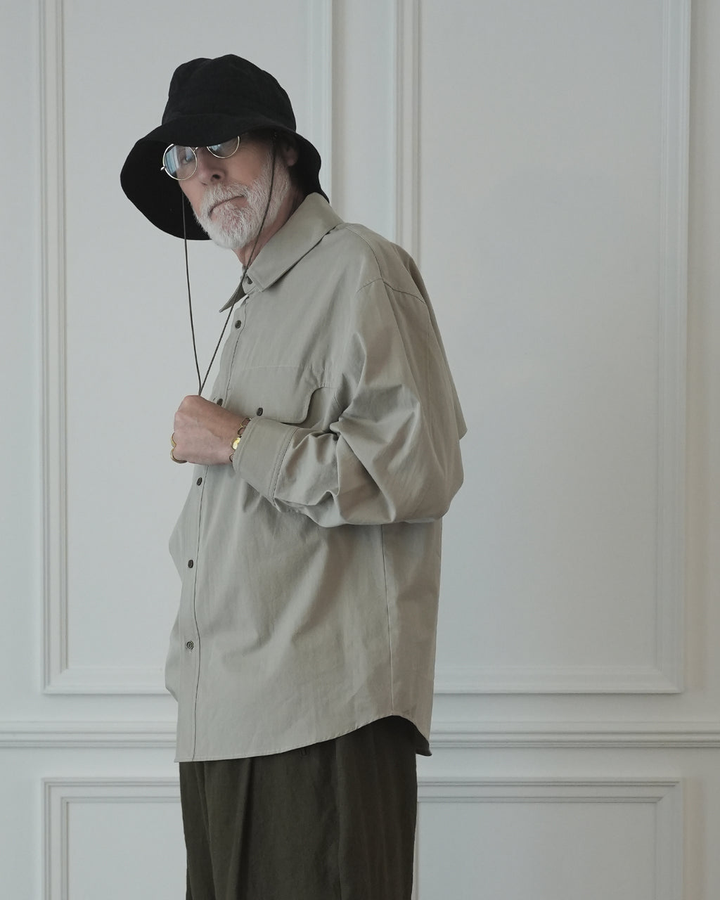 Layered Design Dress Military Shirt.