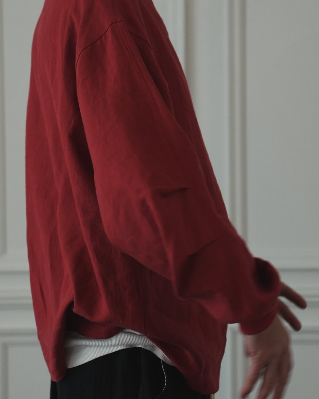 Crew Neck LS Tuck Rib Pullover.