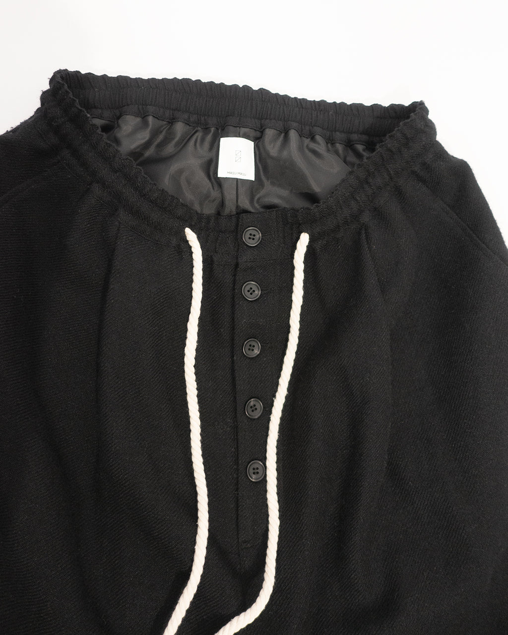 Shetland Wool Linen Rope Belt Easy Sarouel Pants <#black>