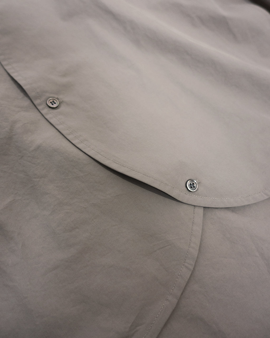 Cotton Typewriter Round Slit Long Officer Shirt <#greige>