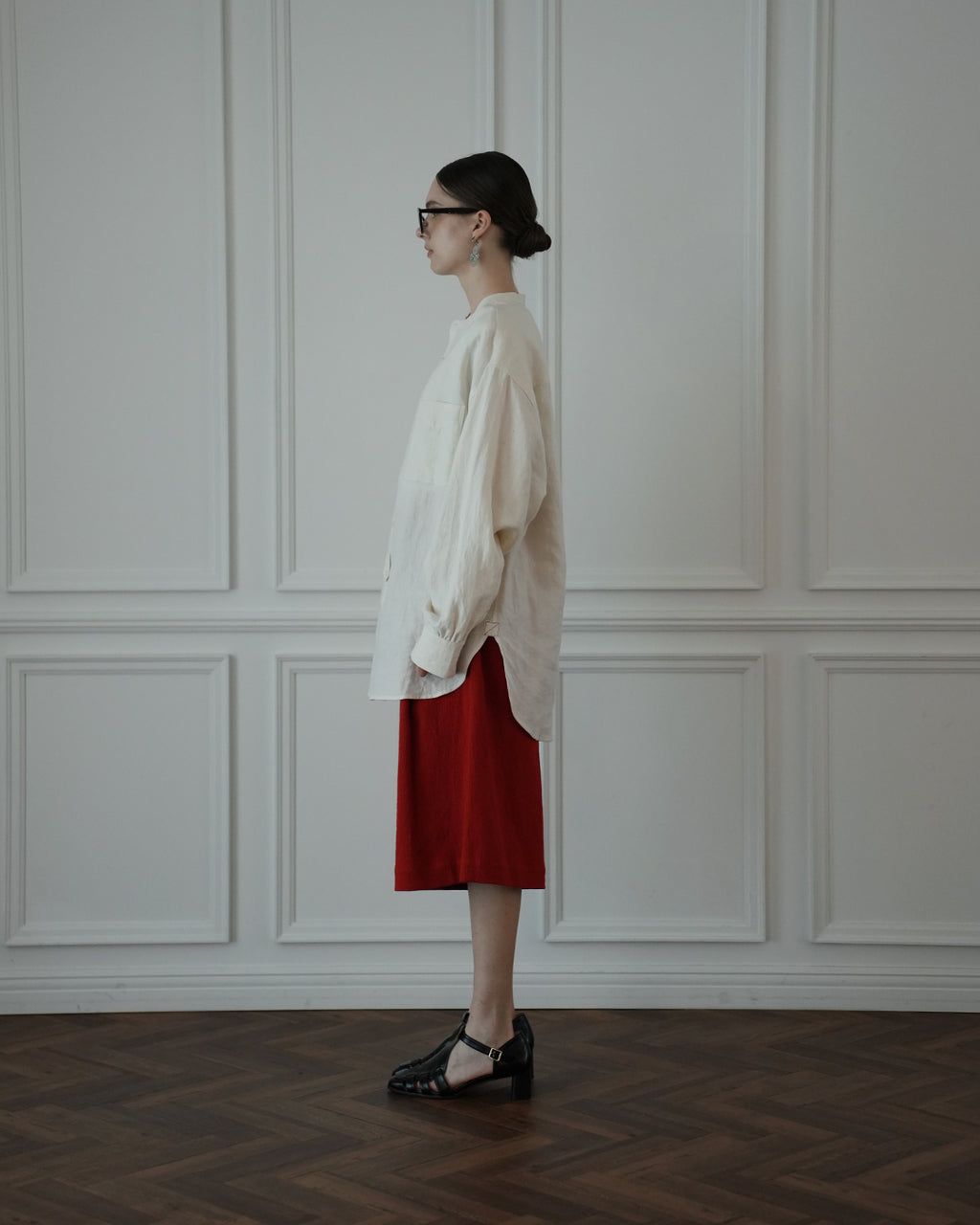 Band Collar Henley Neck Like Atelier Shirt.