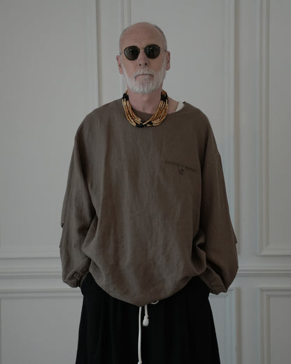 Crew Neck LS Tuck Rib Pullover.