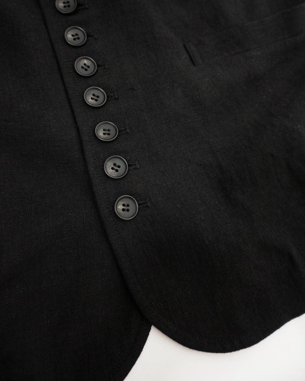 French Linen Back Belt Button Design V-Neck Vest <#black>