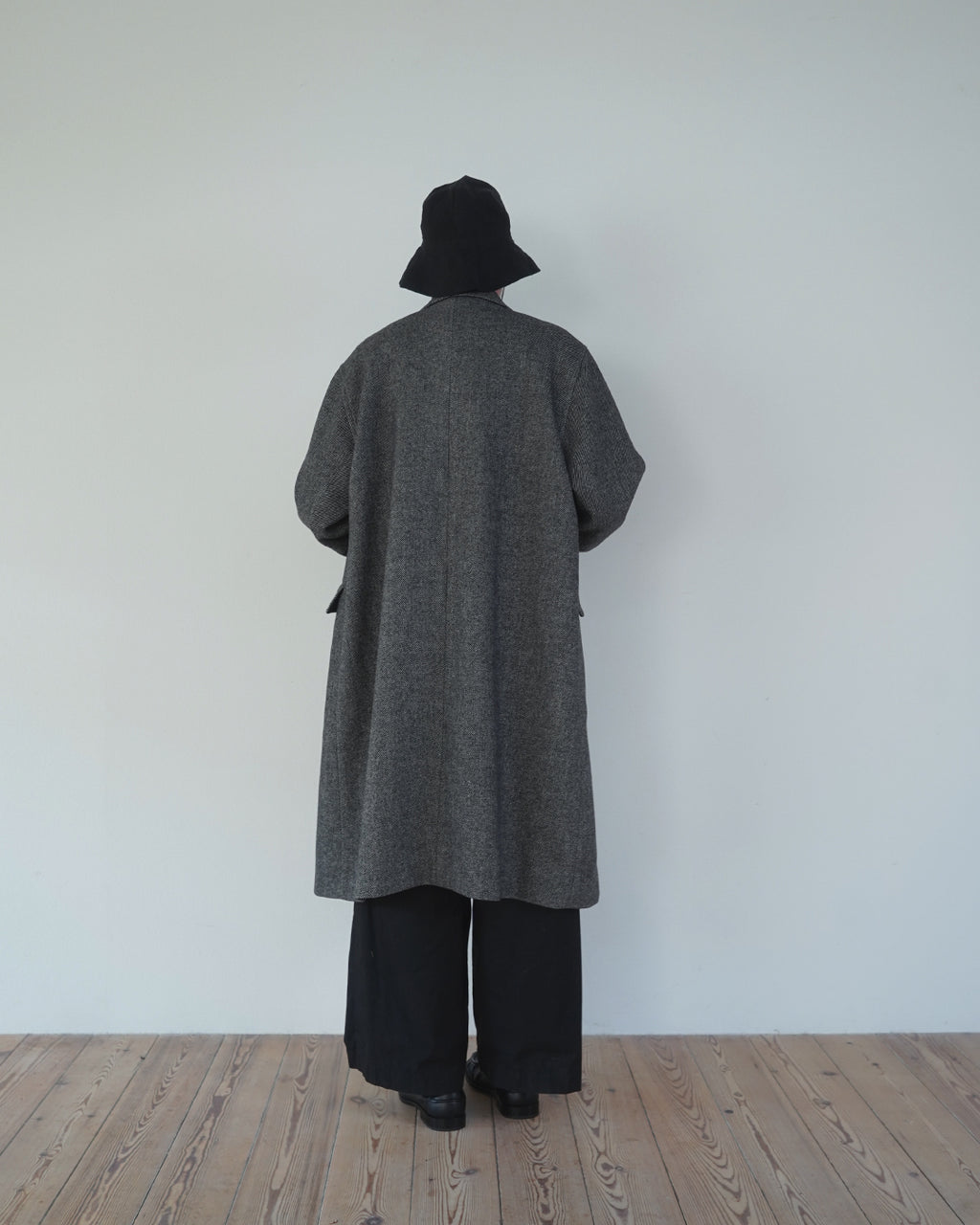 Wool Blend Double-Breasted Long Coat <#gray>