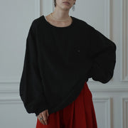 Crew Neck LS Tuck Rib Pullover.