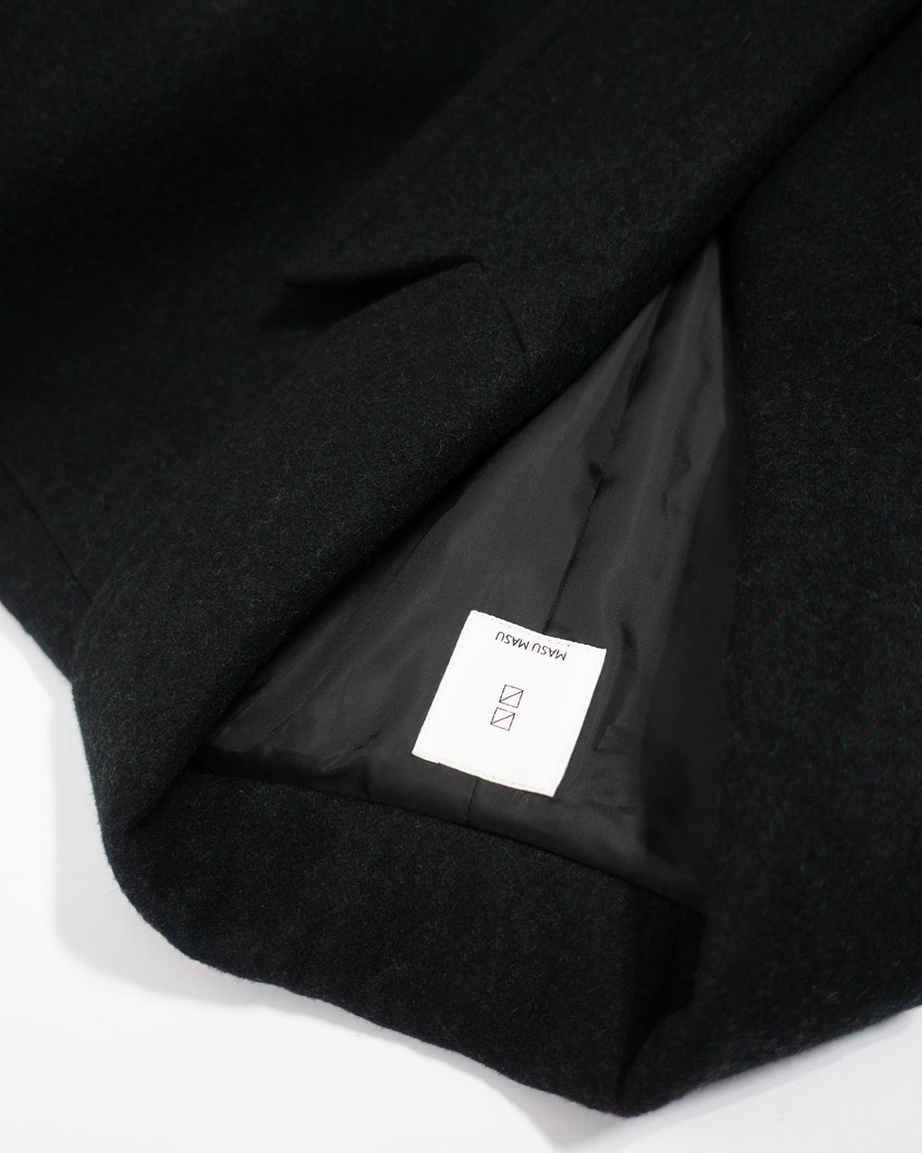 Wool Blend Double-Breasted Long Coat <#black>