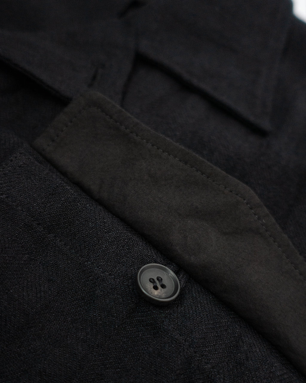 Linen Herringbone M-43 Field Jacket <#black>