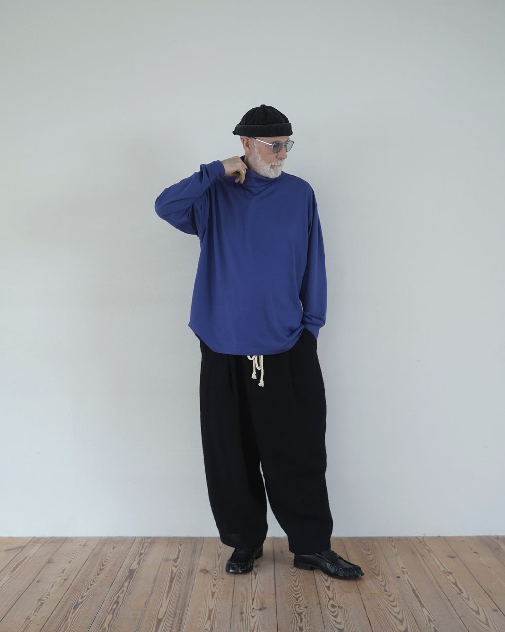 Super100s WOOL Plating Turtleneck L/S Logo TEE <#royal blue>