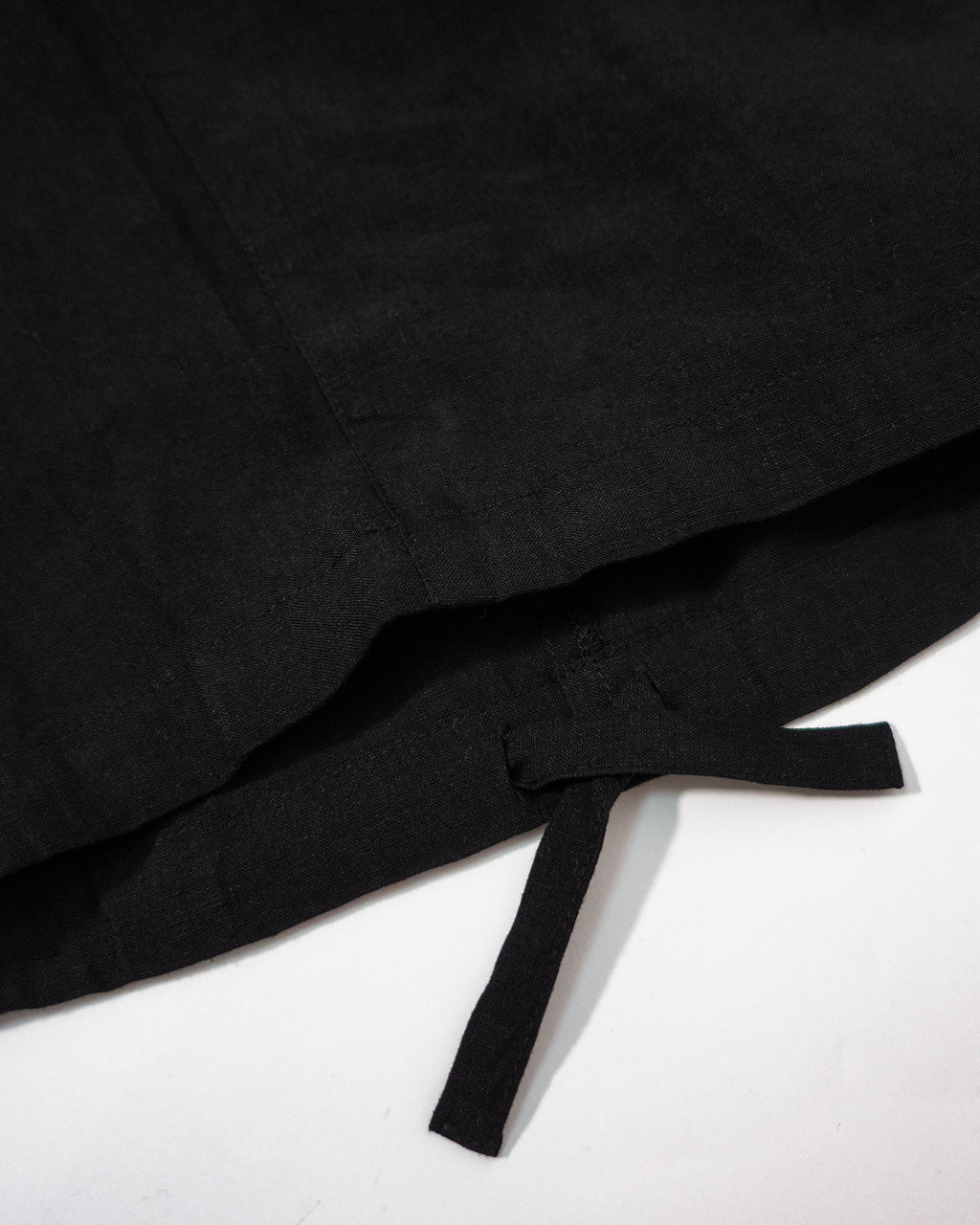 Wash Linen Band Collar Long-Sleeve Jumpsuit <#black>
