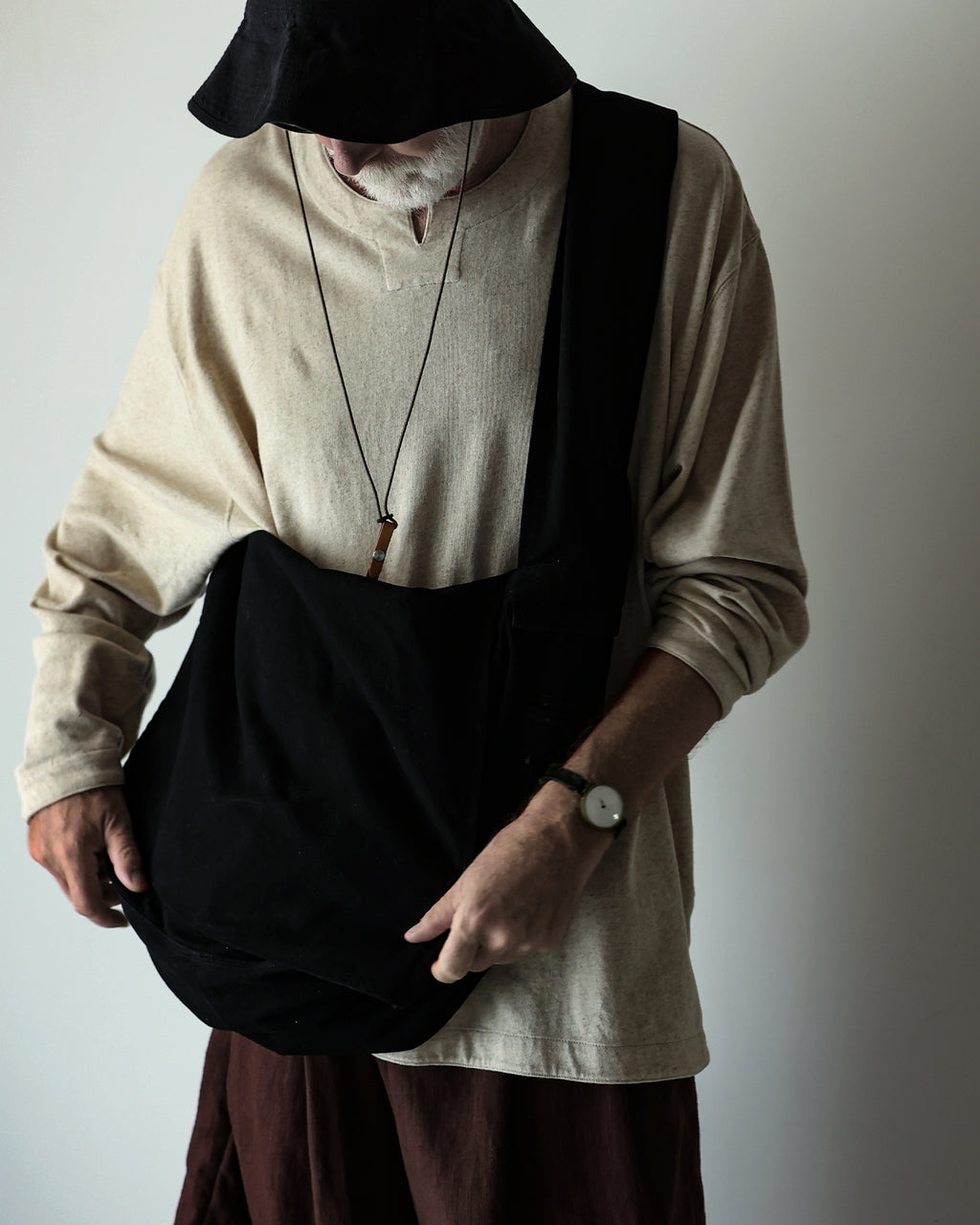 Cotton Canvas News Paper Bag <#black>