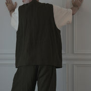 Button Design Crew Neck Vest.