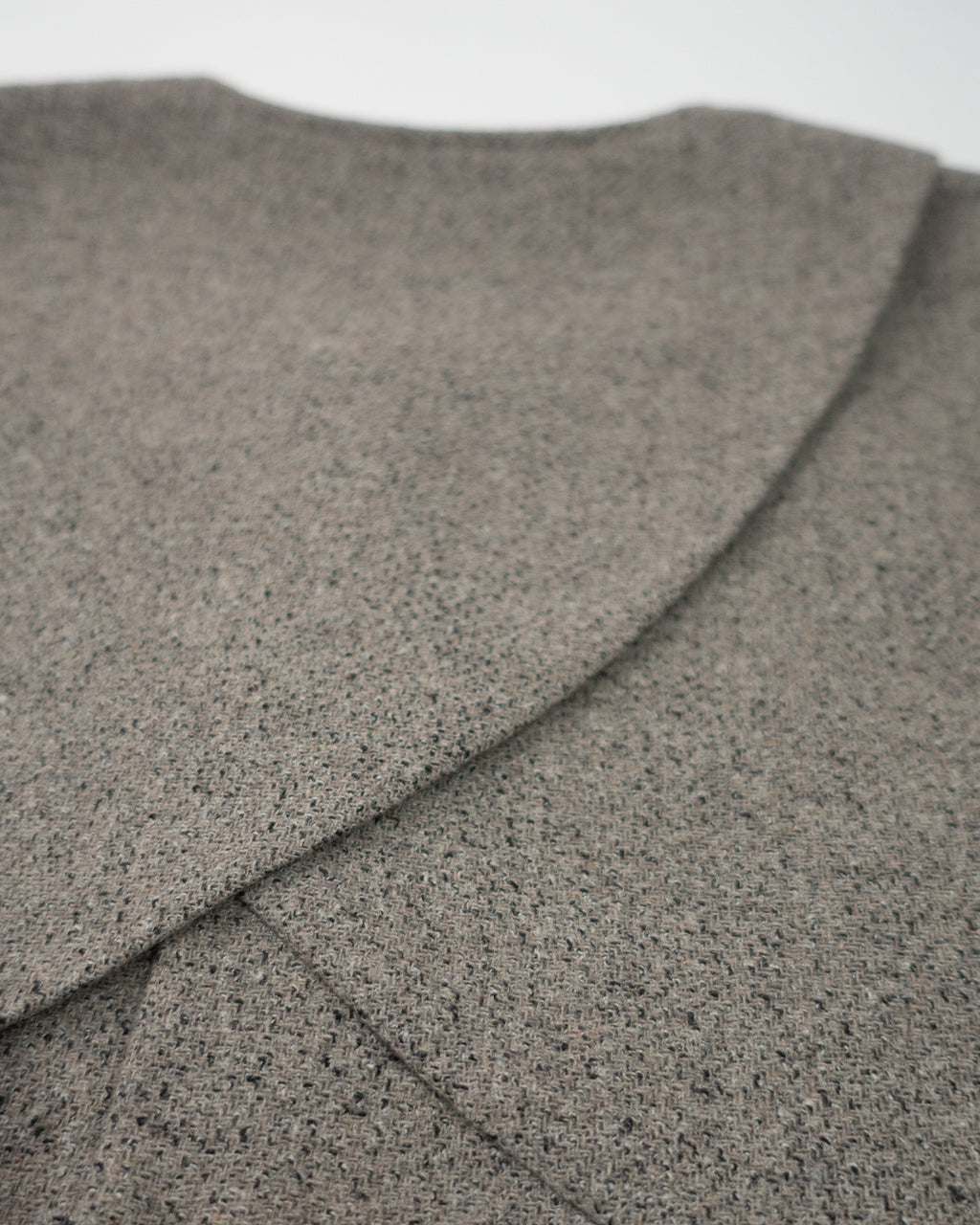 Wool Blend Tweed Back-Open Layered Crew Neck Vest <#greige>
