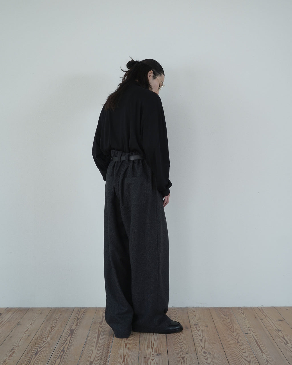 Wool Blend Tweed Double-Knee Painter's Work Pants <#black>