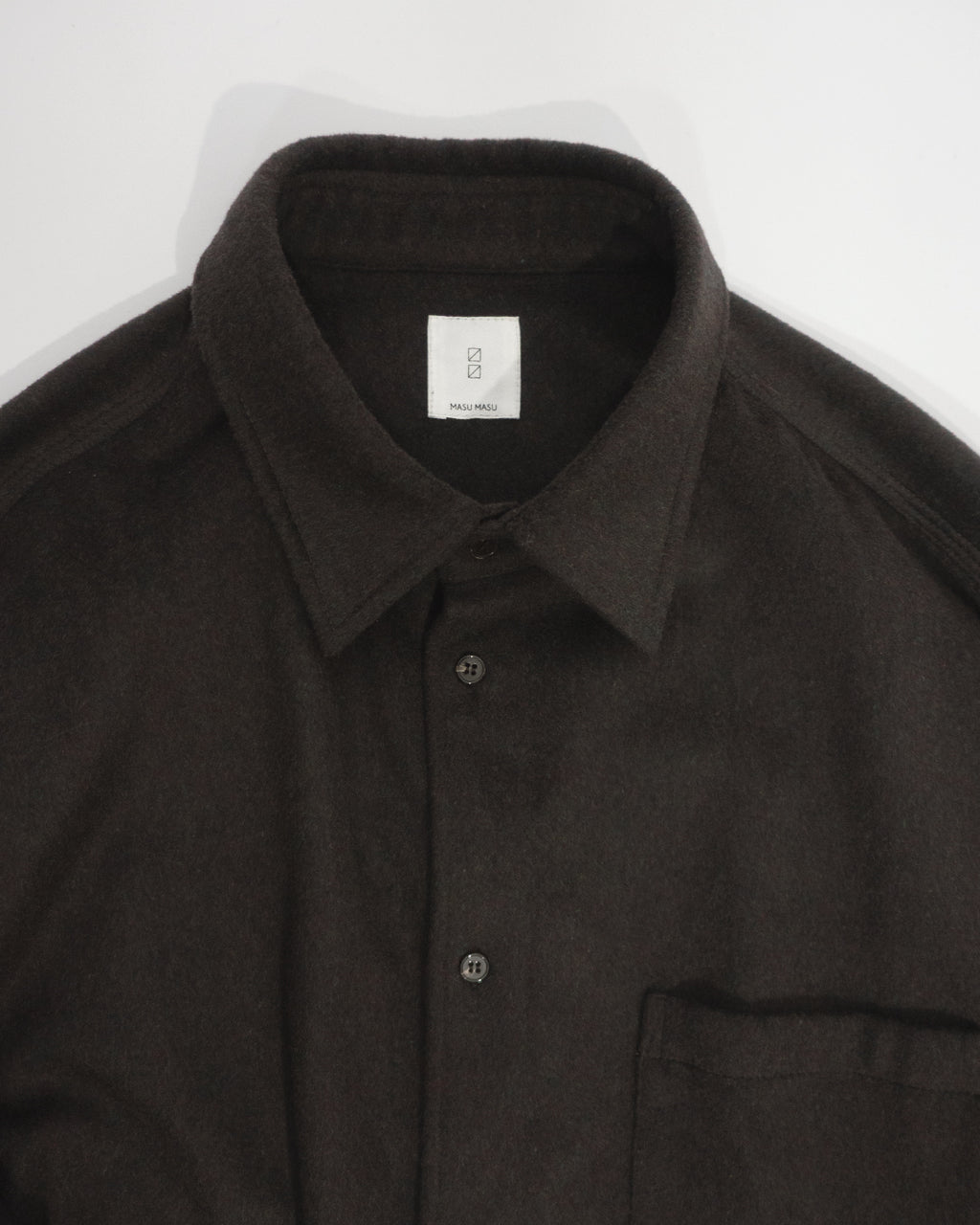 Wool Blend Heavy Flannel Wide Tuck Over Shirt <#olive>