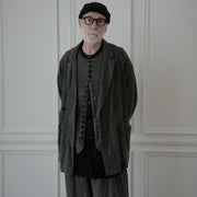 Back-Open Peak Lapel Double-Breasted Over Jacket.