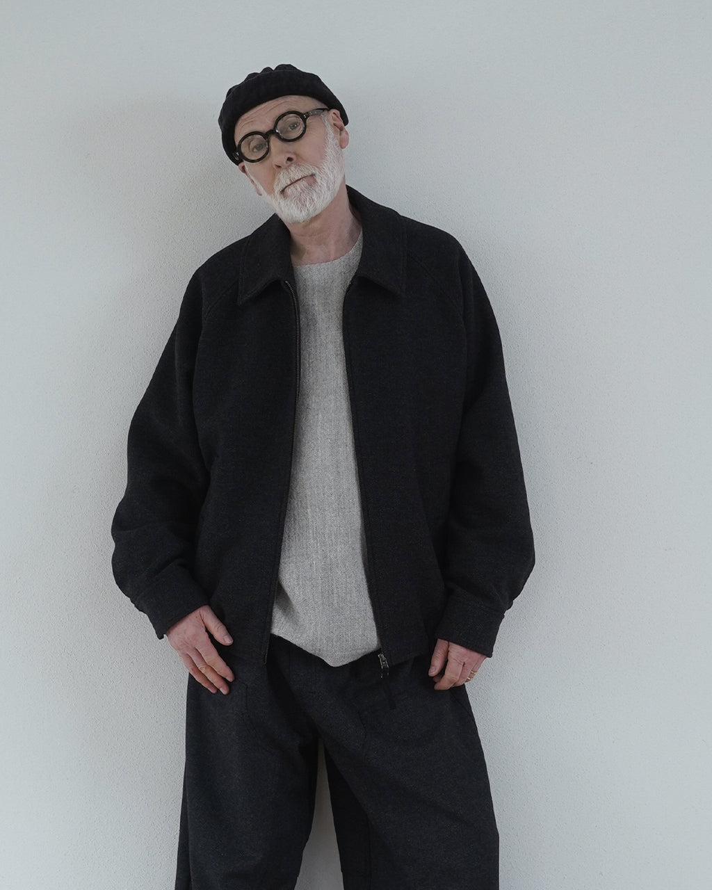 Shetland Wool Linen Crew Neck LS Tuck Rib Pullover <#light gray>