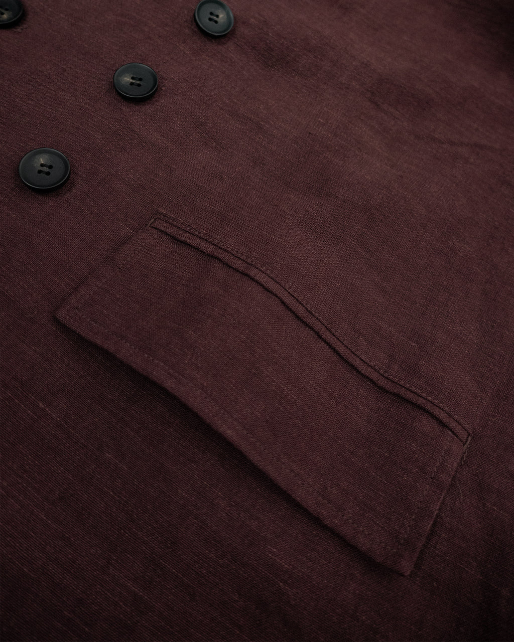 French Linen Back-Open Button Design Semi-Double Jacket <#burgundy>