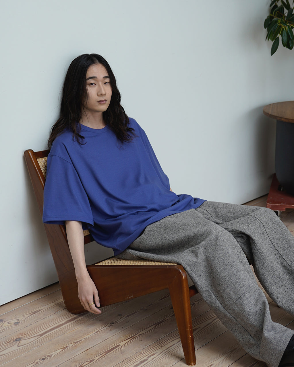 Super100s WOOL Plating Jersey S/S Logo TEE <#royal blue>