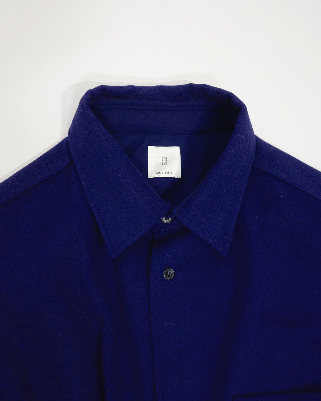 Wool Blend Heavy Flannel Wide Tuck Over Shirt <#royal blue>