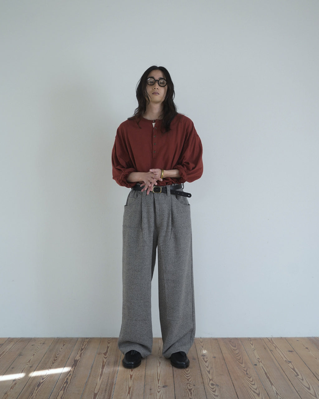 Wool Blend Tweed Double-Knee Painter's Work Pants <#greige>