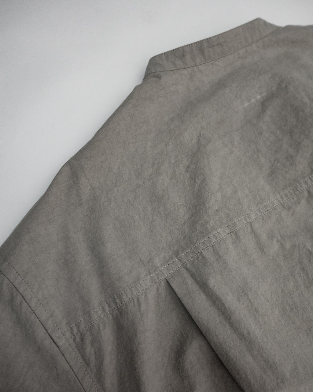 Organic Cotton Band Collar Side Slit Grandpa Shirt <#gray>