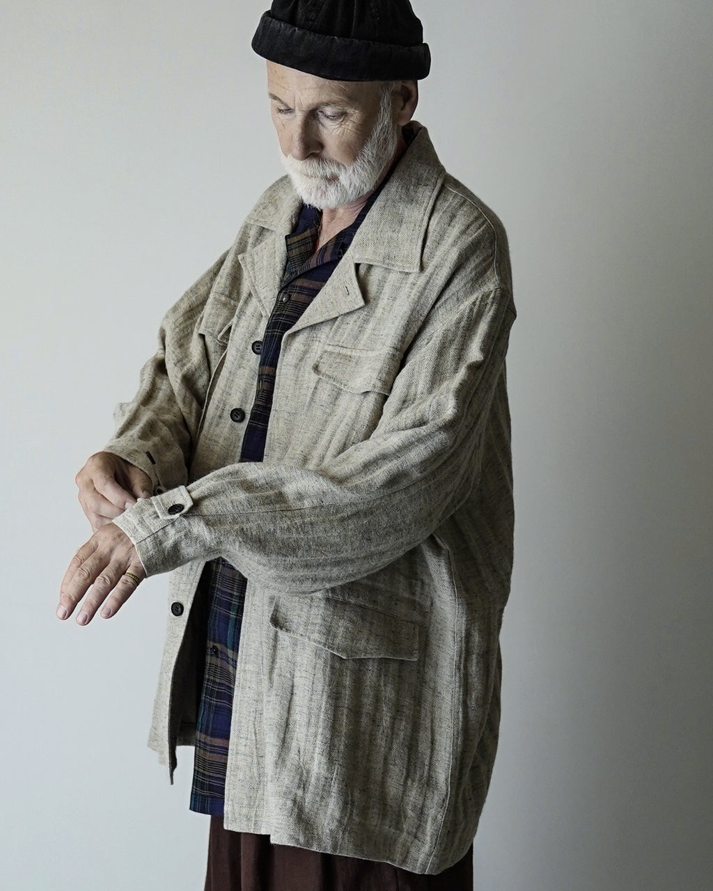 Linen Herringbone M-43 Field Jacket <#heather gray>