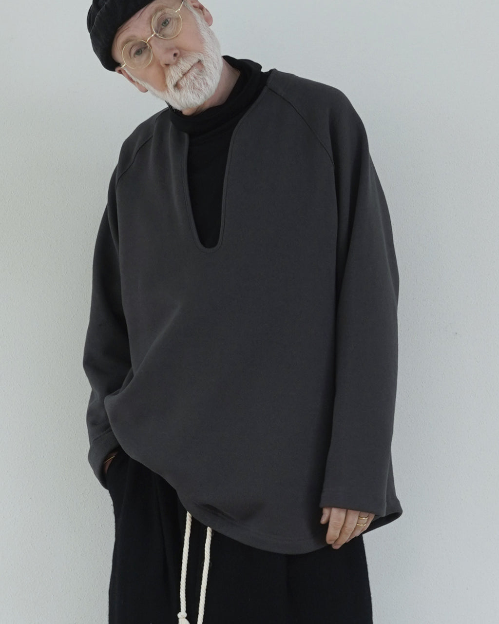Heavy Azuma Raglan Sleeve Skipper Sweat <#charcoal>