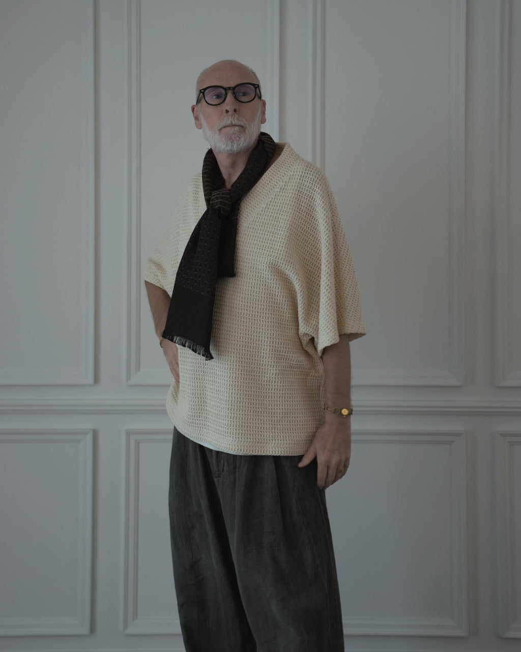 Waffle Russell V Neck 3/4 Sleeve Dolman Knit Pullover.