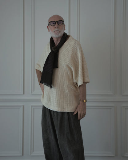 Waffle Russell V Neck 3/4 Sleeve Dolman Knit Pullover.