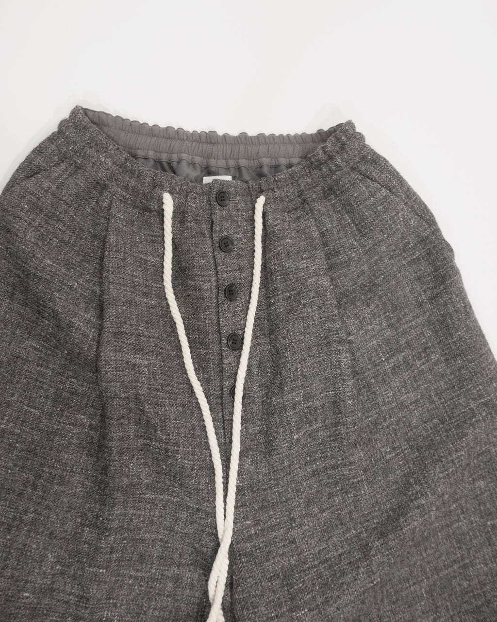 Shetland Wool Linen Rope Belt Easy Sarouel Pants <#charcoal>