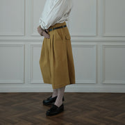 High Waist 2 Tuck Wide Half Trousers.