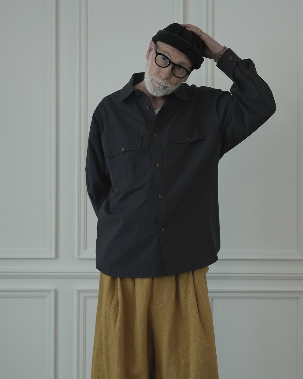 Layered Design Dress Military Shirt.